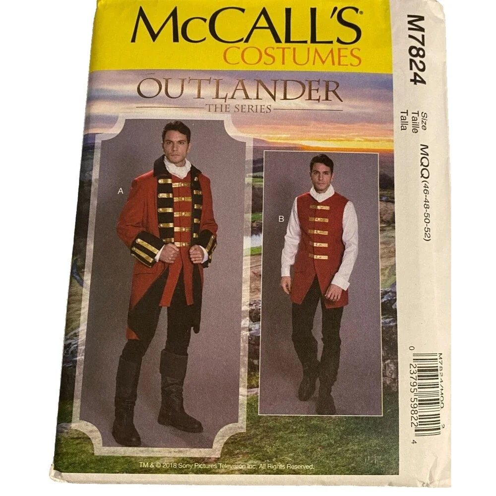 #M7824 McCalls Costumes Outlander The Series Mens Costume Sewing Pattern Size 46